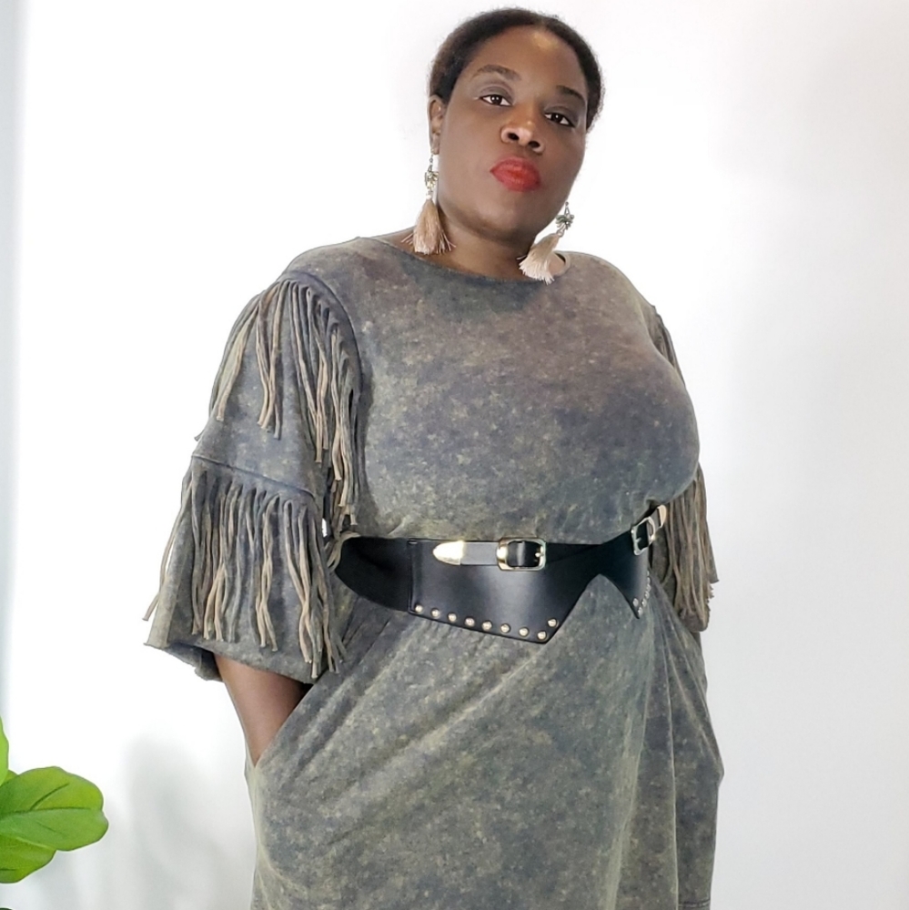 Wide Studded Elastic Waist Belt, Snaps in back - Picture 7 of 7